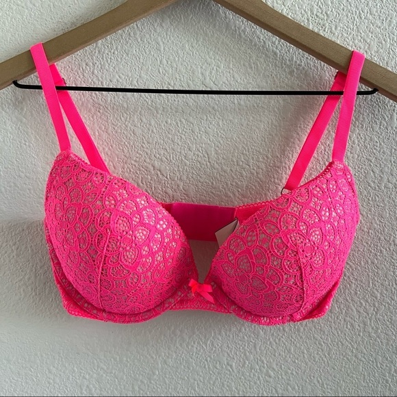 Victoria’s Secret Dream Angel Push-up Pink Lace Overlay 32DD - Picture 1 of 7